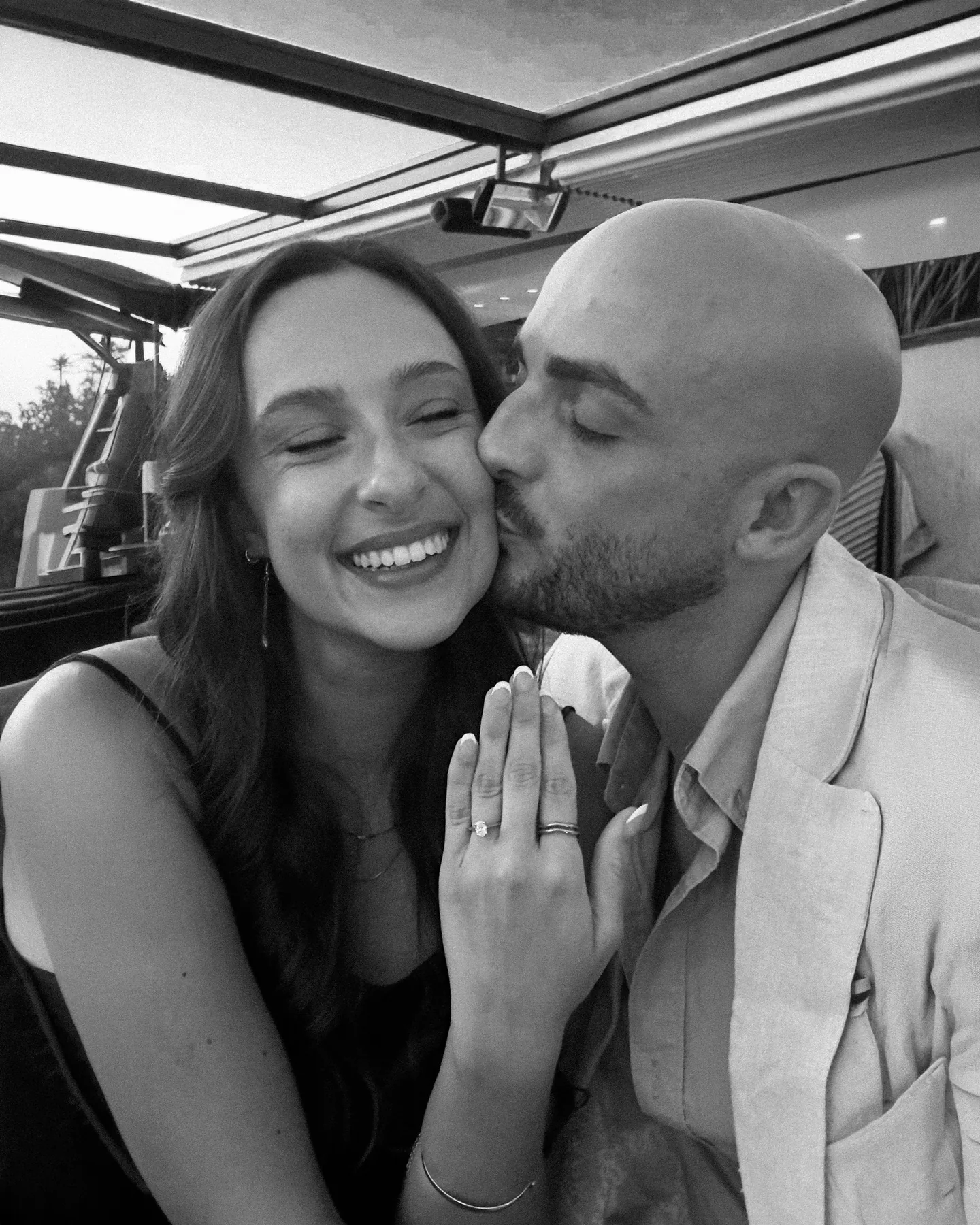 Faye and Liam celebrating their engagement